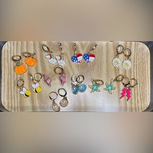 10 Pairs 14k Gold plated Huggie Hoop dangle Earrings For Girls